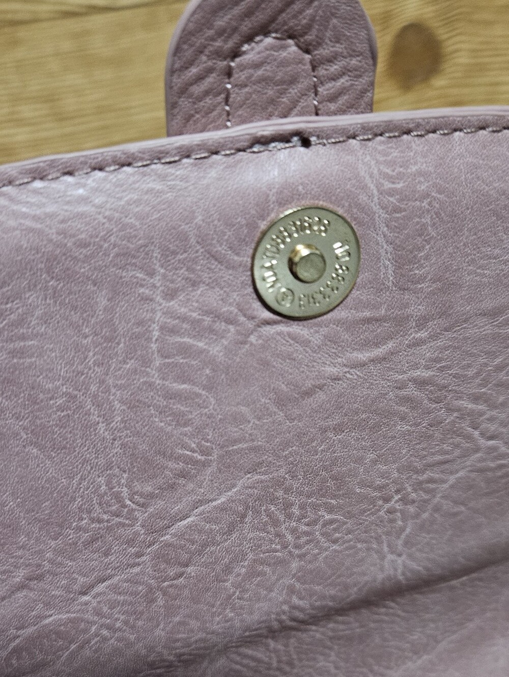 Vegan Leather Purse Crossbody Strap Pink Gold Grommet - Picture 4 of 11